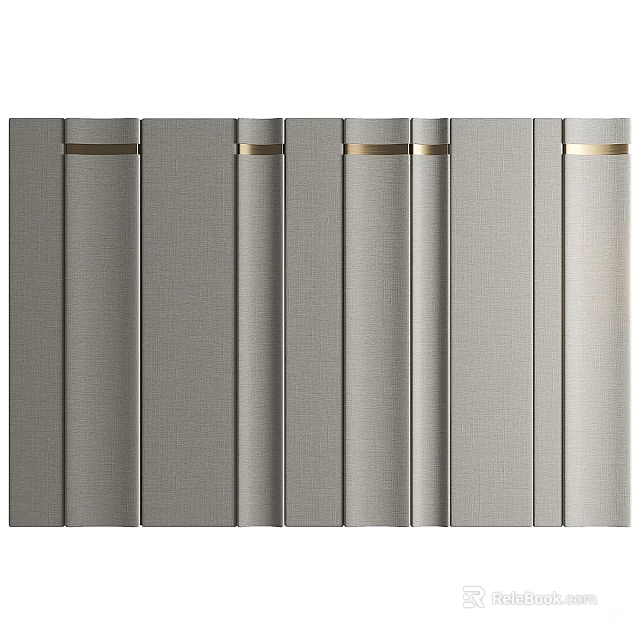 Modern Textured Gray Background Wall With Vertical Stripes And Golden Accents 3d model 