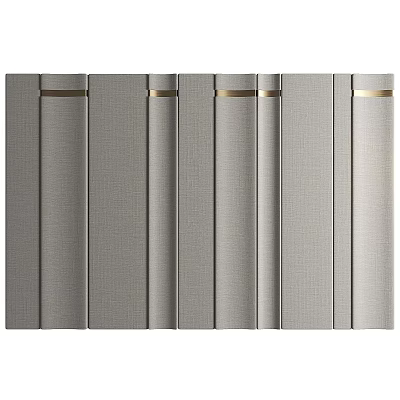 Modern Textured Gray Background Wall With Vertical Stripes And Golden Accents 3d model