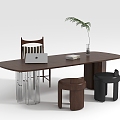 medieval desk and chair 3d model