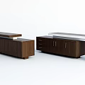 Modern Minimalist Wooden Office Desk Combination With Drawers And Storage Cabinets
