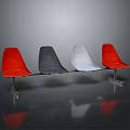 Modern Public Chair Design With Red Grey White Seats And Metal Frame For Public Spaces