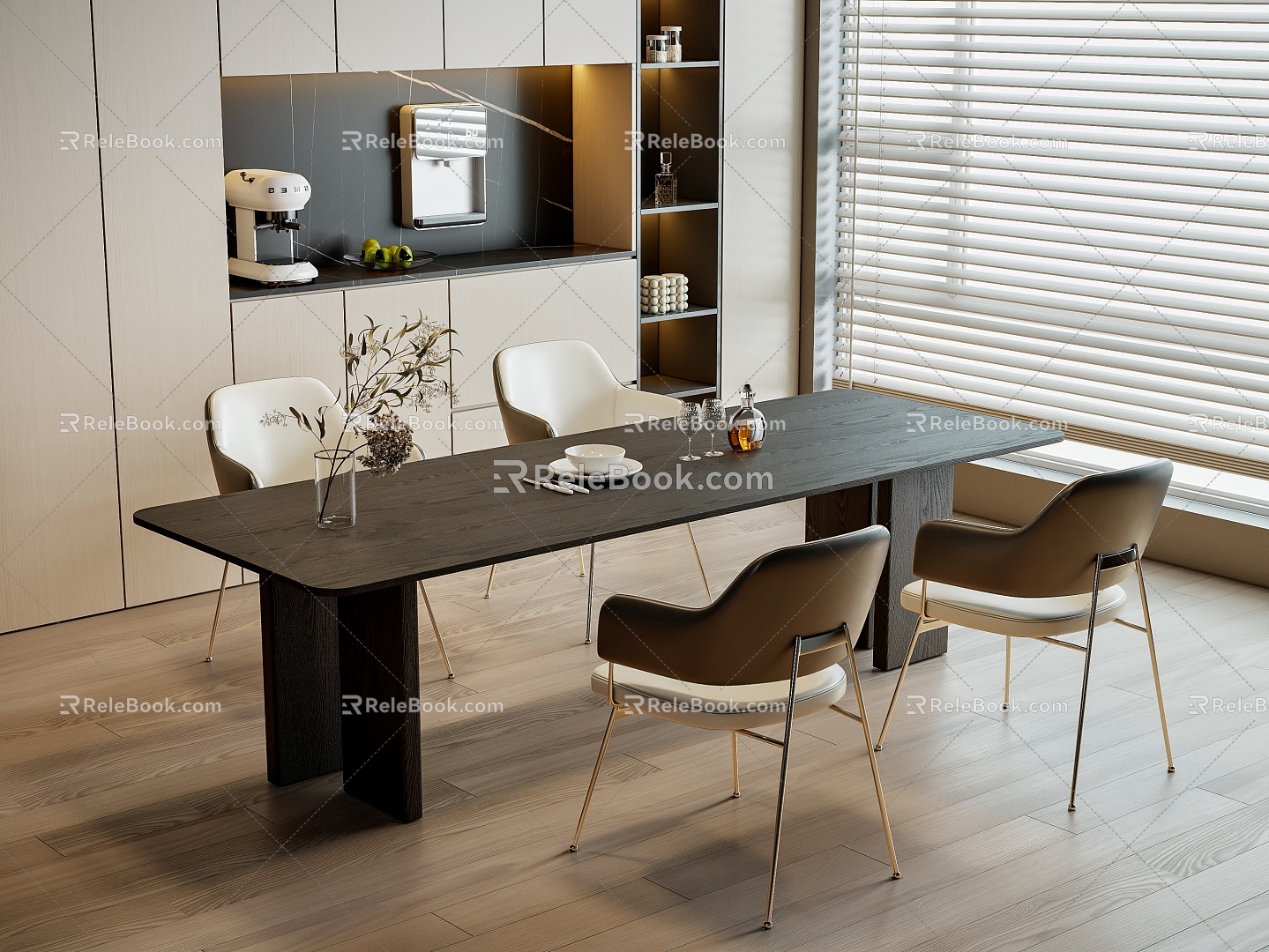 Dining table and chair 3d model