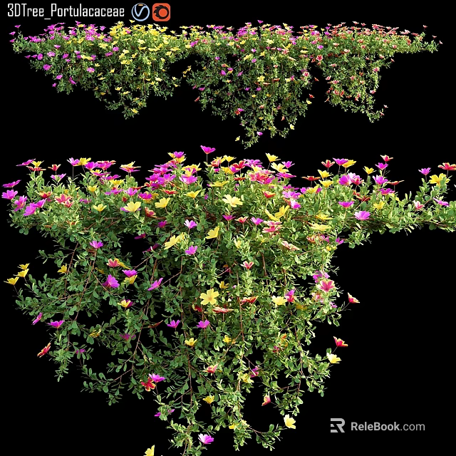 Vibrant Garden Decor With Colorful Mixed Flowers And Lush Green Foliage 3d model 