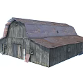 Old Wooden Barn with Rustic Weathered Roof and Aged Wood Siding Details