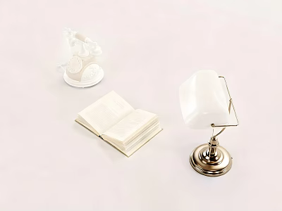 Elegant Table Lamp With Open Book And Decorative Figurine In Reading Nook 3d model