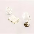 Elegant Table Lamp With Open Book And Decorative Figurine In Reading Nook