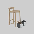 Minimalist Wooden Bar Stool With Modern Design And Sturdy Supportive Backrest 3d model