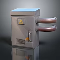 Gray Metal Computer Equipment With Yellow Warning Sign Copper Tubes Vent And Handle