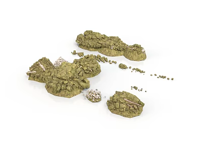 Green Vegetated Terrain Scene Components With Model Landscape Details And Pieces 3d model