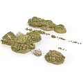Green Vegetated Terrain Scene Components With Model Landscape Details And Pieces