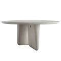Modern Round Dining Table With Concrete Tabletop And Geometric Block Legs 3d model