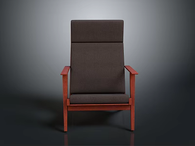 Comfortable Dark Fabric Armchair With Red Wooden Frame And Simple Design 3d model