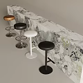 Modern Bar Stool Combination Marble Bar Stool High Stool Rotating Bar Stool 3d model