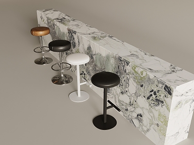 Modern Bar Stool Combination Marble Bar Stool High Stool Rotating Bar Stool 3d model