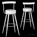 Elegant Modern Bar Counter Design With Gold Metal Bar Stools And White Round Tabletop