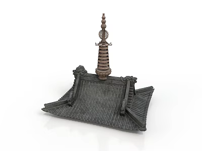 Traditional Chinese Pagoda Architecture With Multi Tiered Design Gray Tile Roof And Ornate Finial Top 3d model