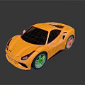 Orange Modern Sports Car With Sleek Body Black Windows And Silver Rims
