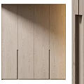 Modern Wooden Wardrobe With Sleek Design Light Wood Texture And Simple Handles 3d model