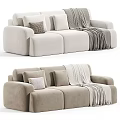 Cozy Beige Sectional Sofa With Soft Pillows And Warm Blanket In Modern Living Room