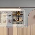Modern Cozy Wall Decor With Art Prints Pegboard And Wooden Shelves