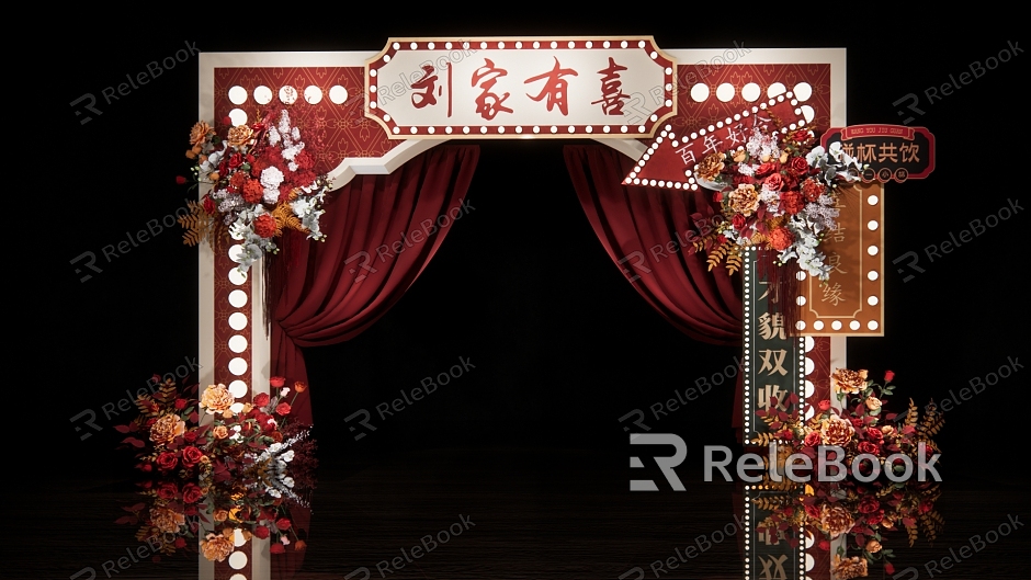 Hong Kong Style Wedding Hong Kong Style Vintage Wedding New Chinese Style Wedding Hong Kong Style American Chen Vintage American Chen Wedding Floriculture Red Wedding Floriculture Vintage Arch model