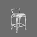 Pair of Classic Bar Stools Featuring Black Wooden Frame And Light Seat Cushions
