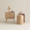 Modern Bedside Table Log Bedside Table Solid Wood Bedside Table Drawer Type 3d model