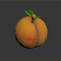 Fresh Juicy Ripe Orange Peach With Green Leaves On Gray Background