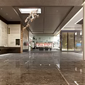 Chinese Style Cultural Center Interior Hall With Wooden Ceiling And Calligraphy Decorations