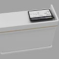 Modern White Functional Desk with Sleek Design Gold Accent and Tablet on Top