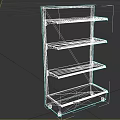 Multi Tier Metal Display Shelf With Mesh Back And Sturdy Base For Retail Merchandise 3d model