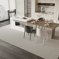 Modern Nakajima Dining Table and Chair Combination Sideboard 3d model