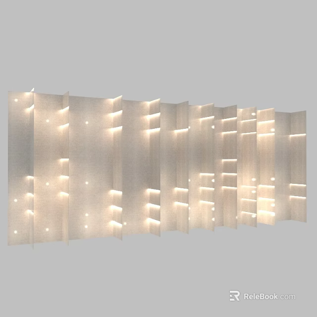 Modern Foldable Partition Screen With Built in Lighting And Decorative Panels 3d model