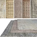 Square Rugs With Various Vintage Patterns And Different Color Styles 3d model
