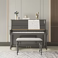 Elegant Black Piano With Music Sheet Vase And Decorative Statue In Modern Interior