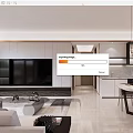 Modern Living and Dining Room Interior Design With TV Wall Dining Table Chairs and Lighting