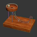 Wooden Base Desktop Physics Toy With Metal Track Circular Platform And Metal Ball