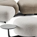 Modern Fabric Ottoman Stools with Neutral Tones Soft Surface and Small Coffee Tables 3d model