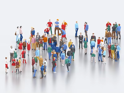 Group of People Standing Together in Various Poses and Colorful Outfits 3d model Group of People Standing Together in Various Poses and Colorful Outfits 3d model