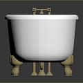 Classic White Freestanding Bathtub With Gold Metal Legs And Faucet Bathroom Furniture