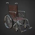 Standard Manual Wheelchair With Metal Frame Brown Seat And Large Wheels