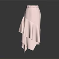 Fashionable Pink Women's Skirt With Asymmetrical Ruffled Hem For Daily Use