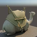 Classic Stone Camel Landscape Sculpture With Back Carrying Frame And Bundle 3d model