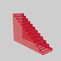 Red Staircase Design With Modern Geometric Perforated Structure And Architectural Elements 3d model