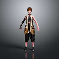 Stylish Woman With Brown Short Hair In Vest And Cargo Pants Standing With Black Boots