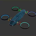 Futuristic Blue Flying Vehicle With Circular Propellers And Modern Aerodynamic Design