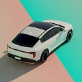 White Electric Car With Modern Sleek Body Distinctive Headlights And Black Wheels