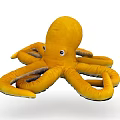 Soft Yellow Octopus Plush Toy With Curled Tentacles And Cute Eyes