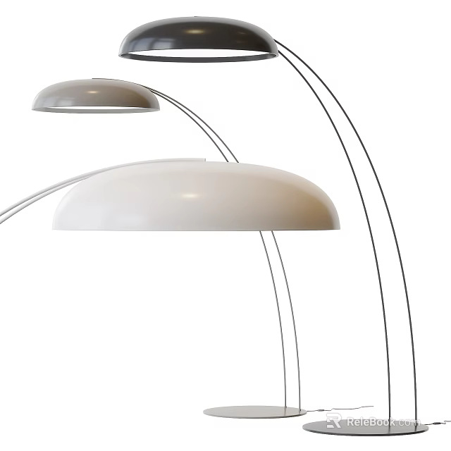 Modern Floor Lamps With Arc Shaped Stands And Varied Shades 3d model 