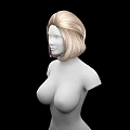 Game and Movie Character 3D Model with Blonde Short Hair Upper Body and Black Background